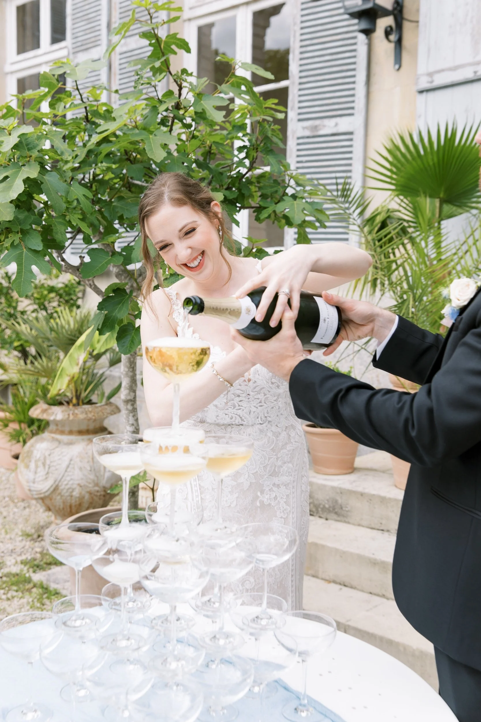 Champagne tower at Chateau de Mairy in Champagne, France