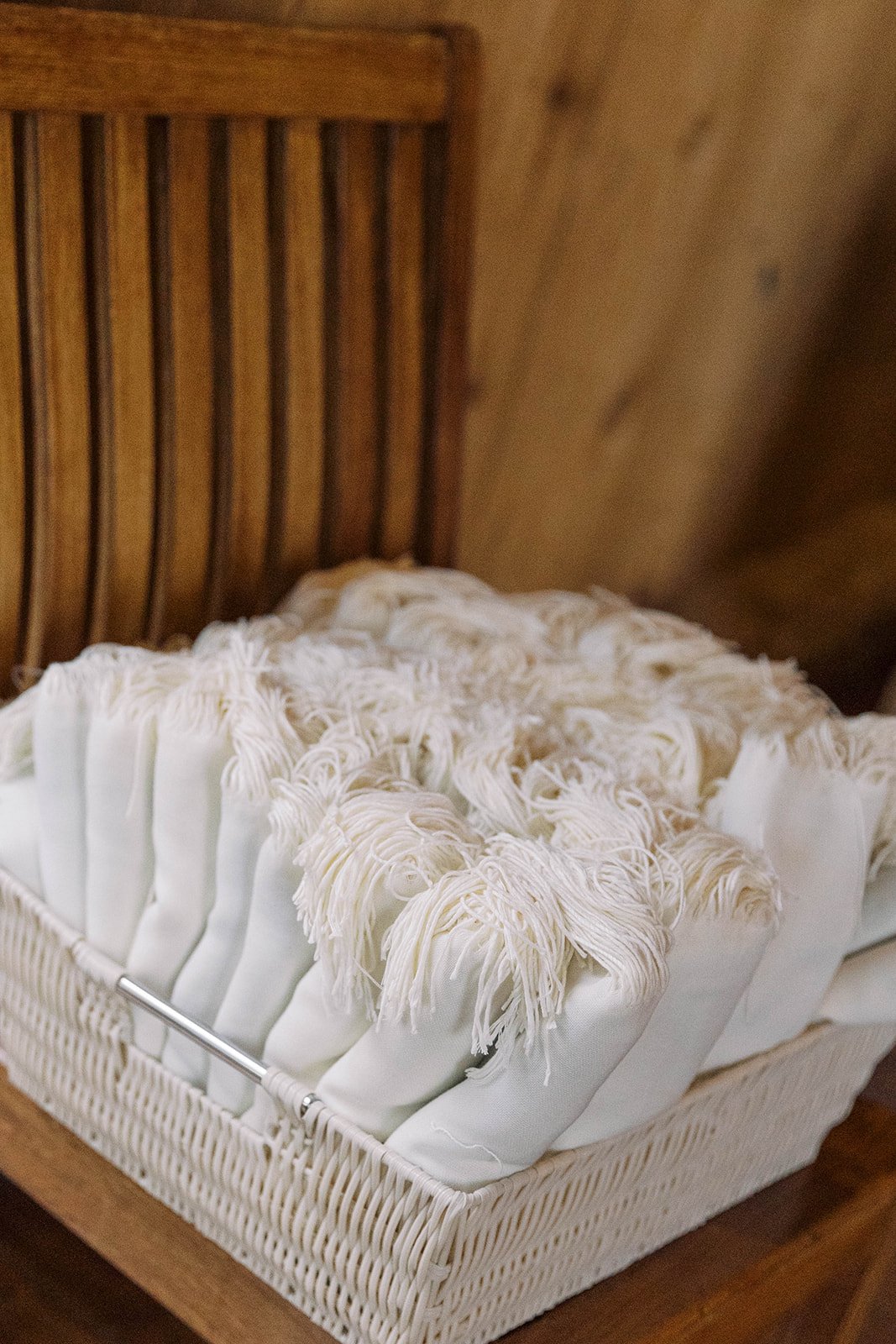 Blankets prepared for guests during a Colorado mountain wedding weekend
