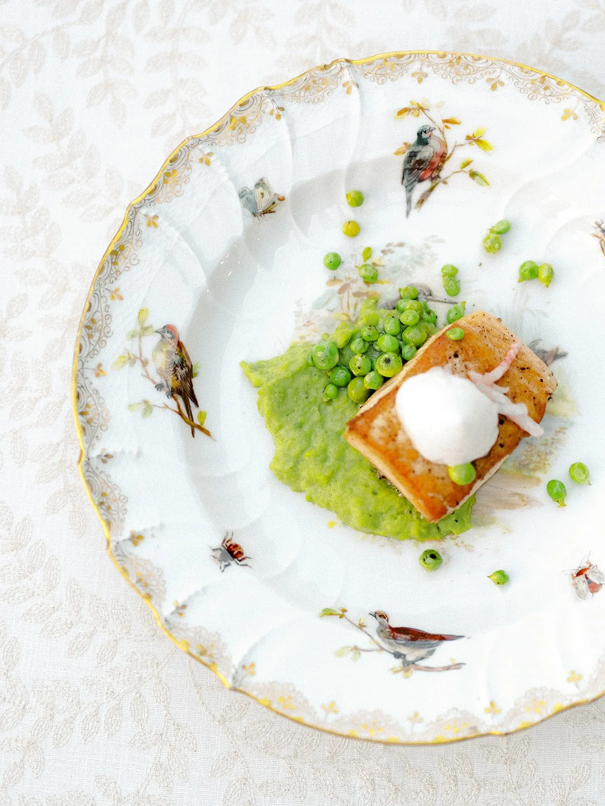 Artfully plated course served during an intimate Colorado wedding dinner.