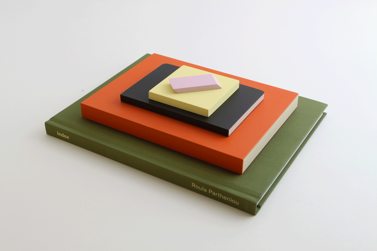 ***SPECIAL EDITION*** Desk Set with Book Acrylic paint on MDF and wood 8 x 6 x 1.75 in. (8.25 x 10.5 x 2.5 in. with included monograph) Signed, edition of 40 $375