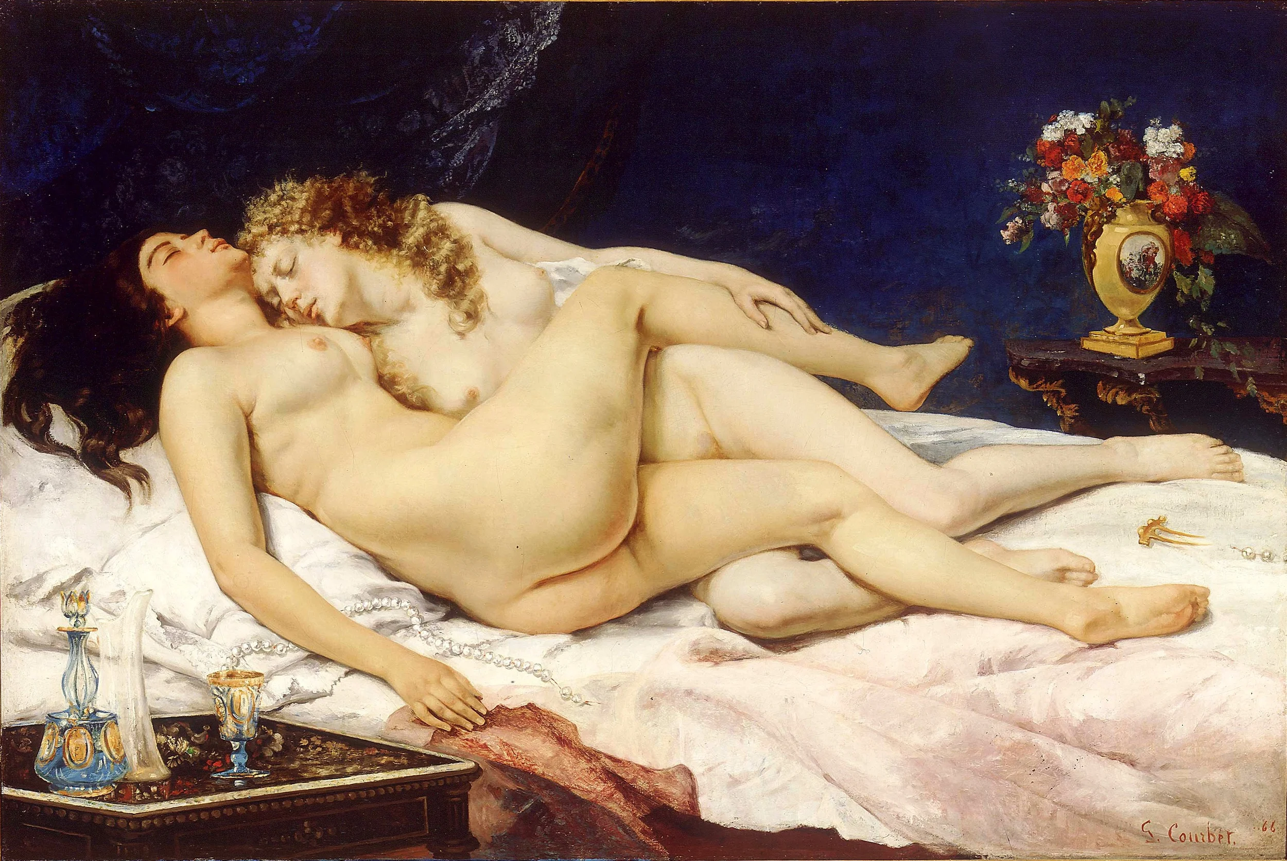 "The Sleepers," an 1866 oil on canvas in the Petit Palais in Paris, was created by Gustave Courbet for Khalil Bey. It's a great work of art. But is it also an example of male prurience?
