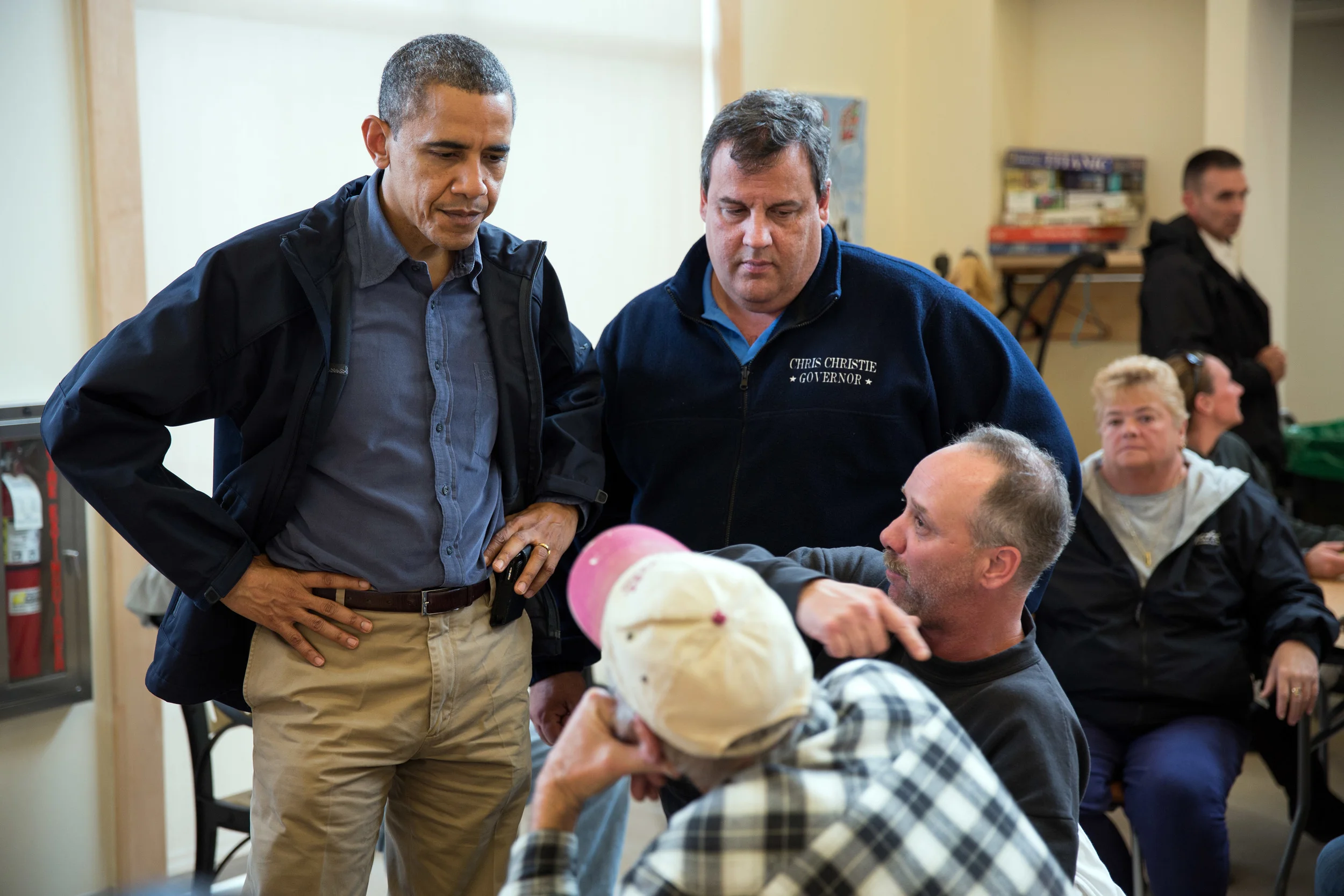 President Barack Obama and Gov. Chris Christie (aka my Chief Pretend Boyfriend) during my CPB’s finest hour, Hurricane Sandy’s aftermath, Oct. 31, 2012, Brigantine Beach, N.J. Photograph courtesy of the White House.