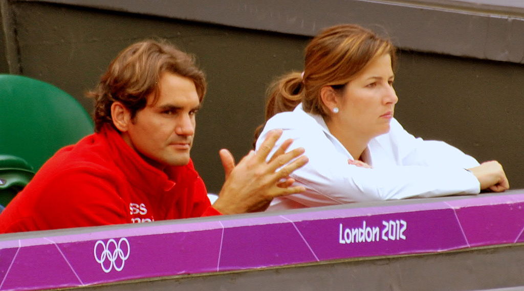 Team Fed: Roger and Mirka at Wimbledon for the 2012 London Olympics. Photograph by Kate Carine.