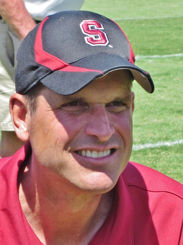Jim Harbaugh, seen here in his Stanford coaching days, is college-bound once more.