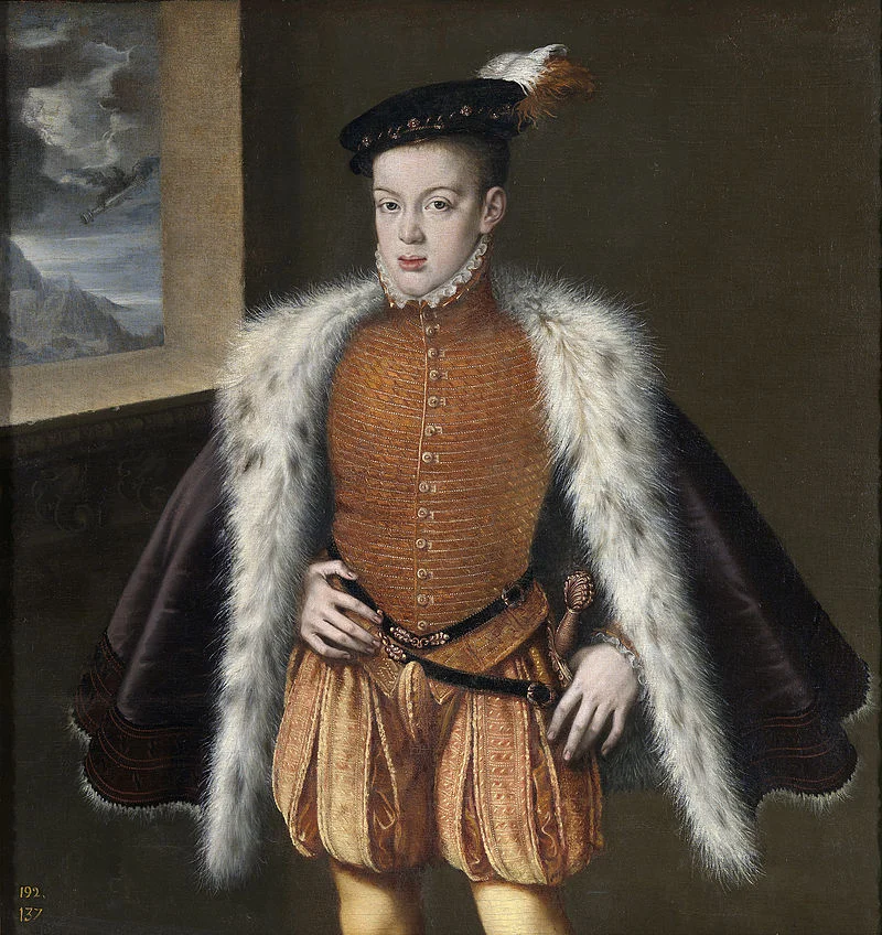 Prince Don Carlos of Austria, son of Philip II of Spain. Portrait by Alonso Sánchez Coello, circa 1558, oil on canvas, Museo del Prado