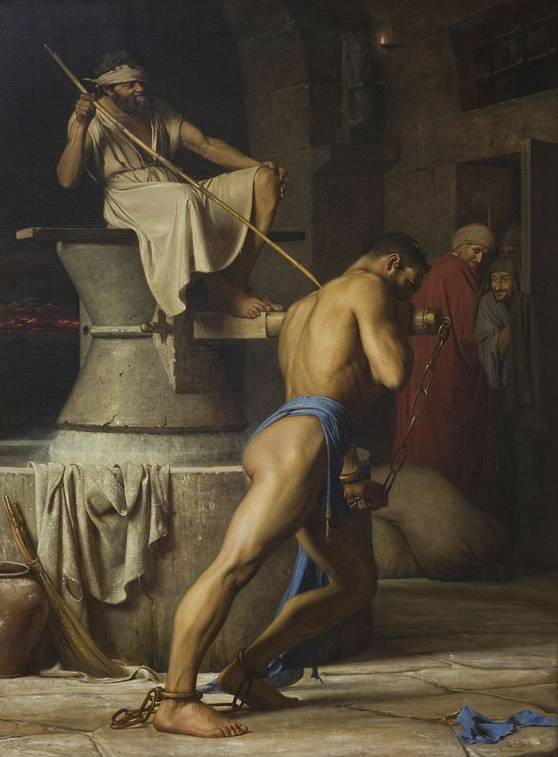 Carl Heinrich Bloch’s “Samson in the Treadmill” (1863), oil on canvas. Courtesy Statens Museum for Kunst.