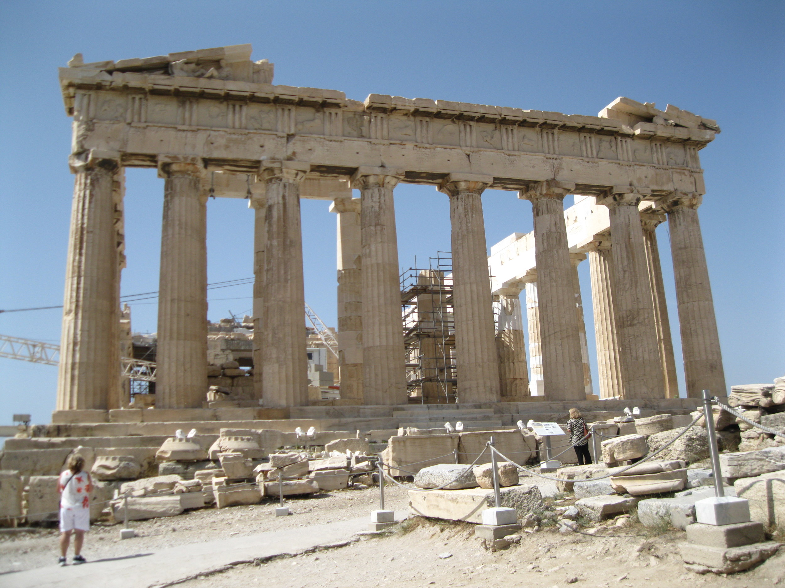  After along, hot, tricky climb, we made it to the Parthenon at last, temple of Athens’ protector, the goddess Athena. 