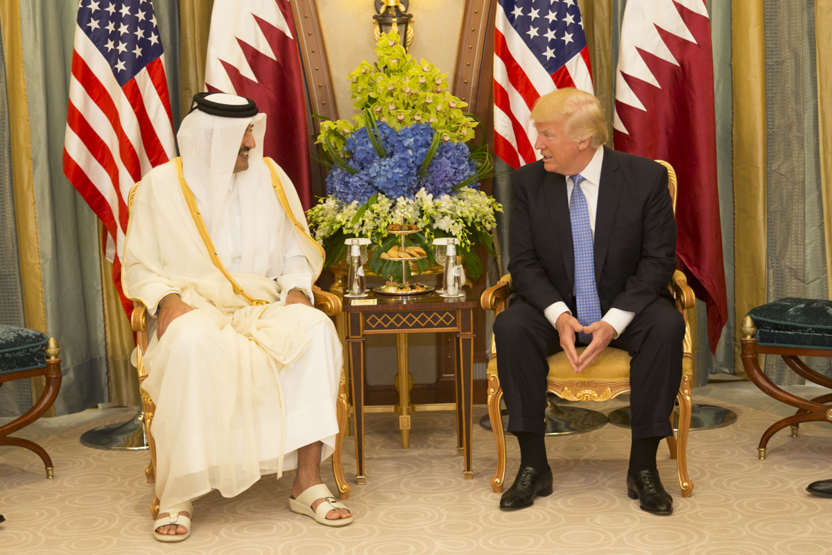 The Emir of Qatar with President Trump on his recent trip abroad. Oh what a difference a few weeks makes. White House photograph by Shealah Craighead.