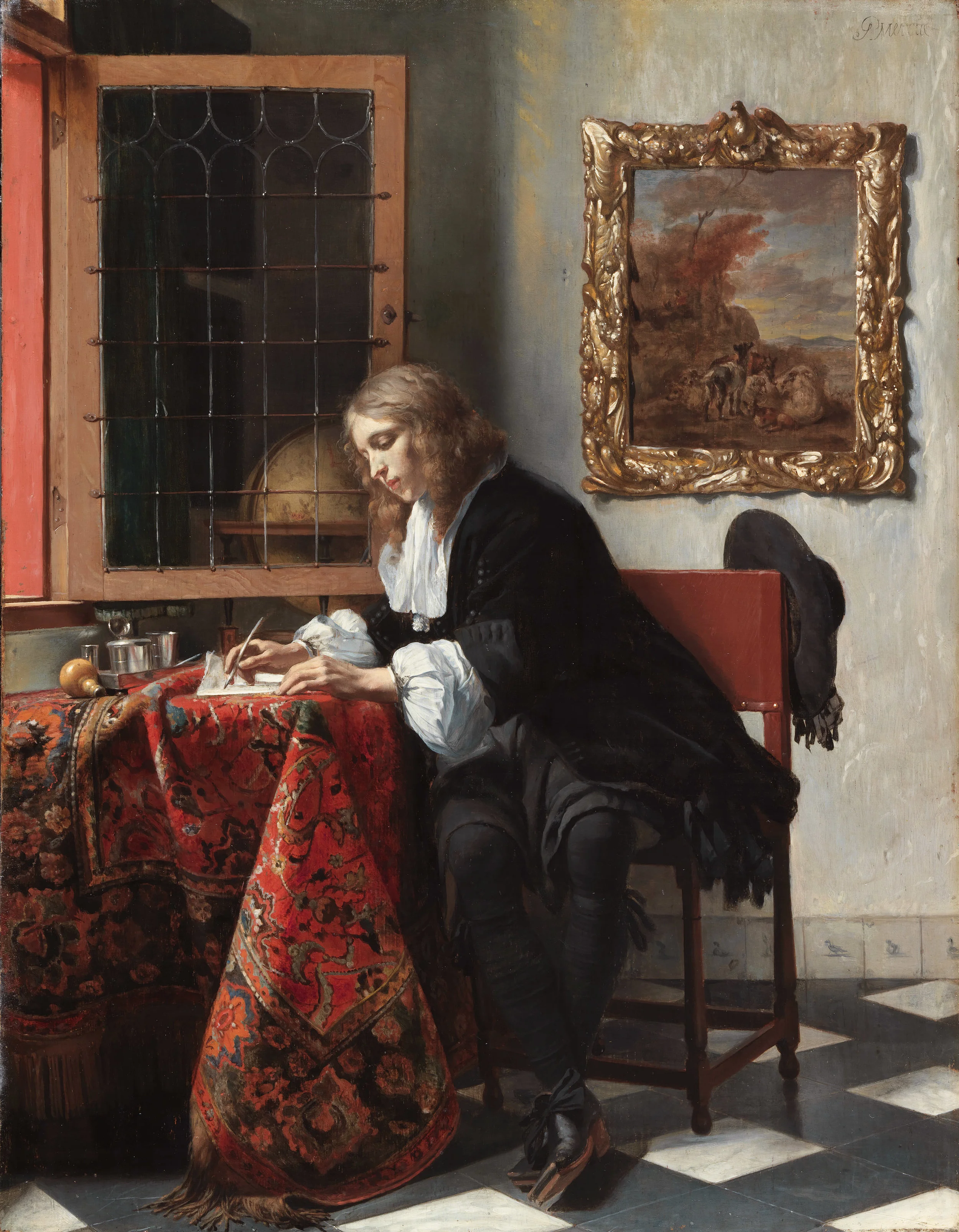 Gabriël Metsu’s “Man Writing a Letter” (1664-66), oil on panel. National Gallery of Ireland.