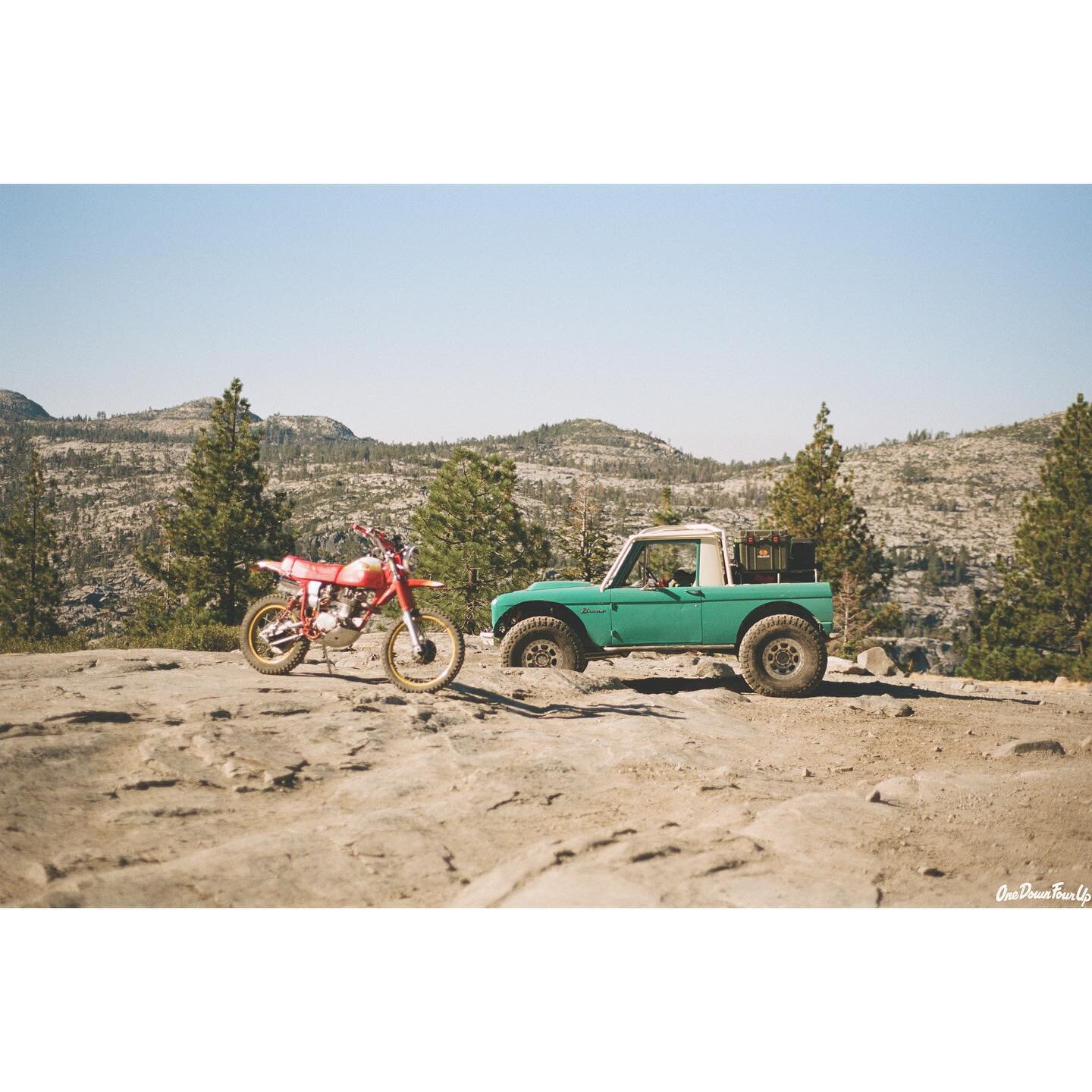 /// My XL250 turned 50 years old this year so we took it through the Rubicon Trail again. The Bronco is a &lsquo;73 as well. #onedownfourup #xl250 #earlybronco