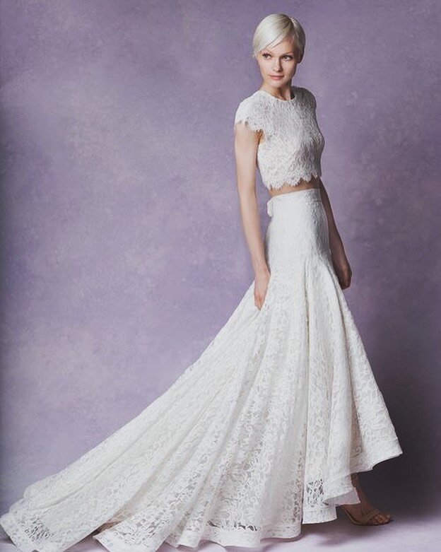 Beautiful drop waist lace skirt paired with a crop top for a unique wedding day look, Mia Farrow inspired 💕 ⠀⠀⠀⠀⠀⠀⠀⠀⠀⠀⠀⠀
⠀⠀⠀⠀⠀⠀⠀⠀⠀⠀⠀⠀
⠀⠀⠀⠀⠀⠀⠀⠀⠀⠀⠀⠀
#tatyanamerenyuk #bridal #handmade #custommade #weddingtop #weddingskirt #dress #weddingdress #bridalg