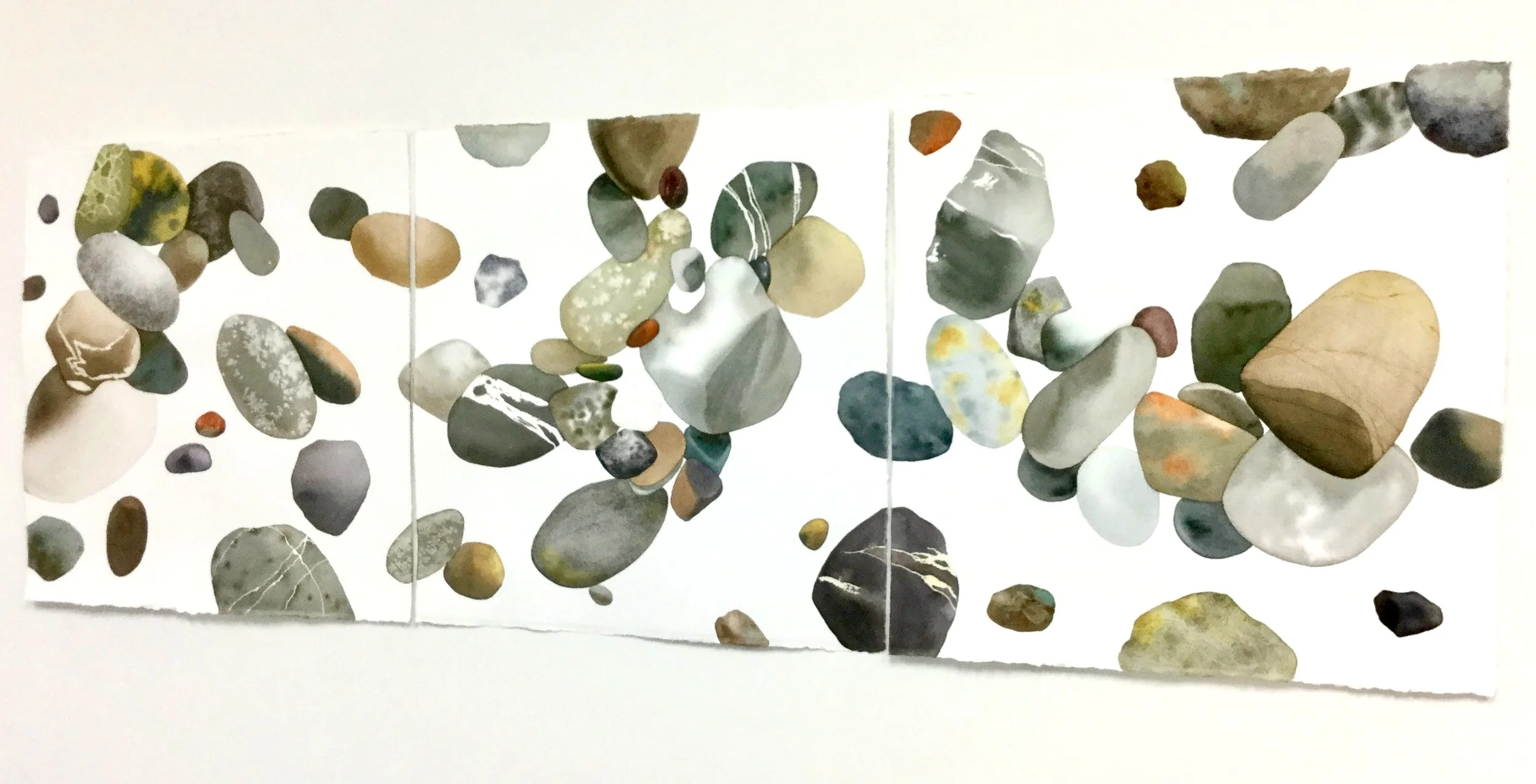 Floating Rocks on White - Triptych