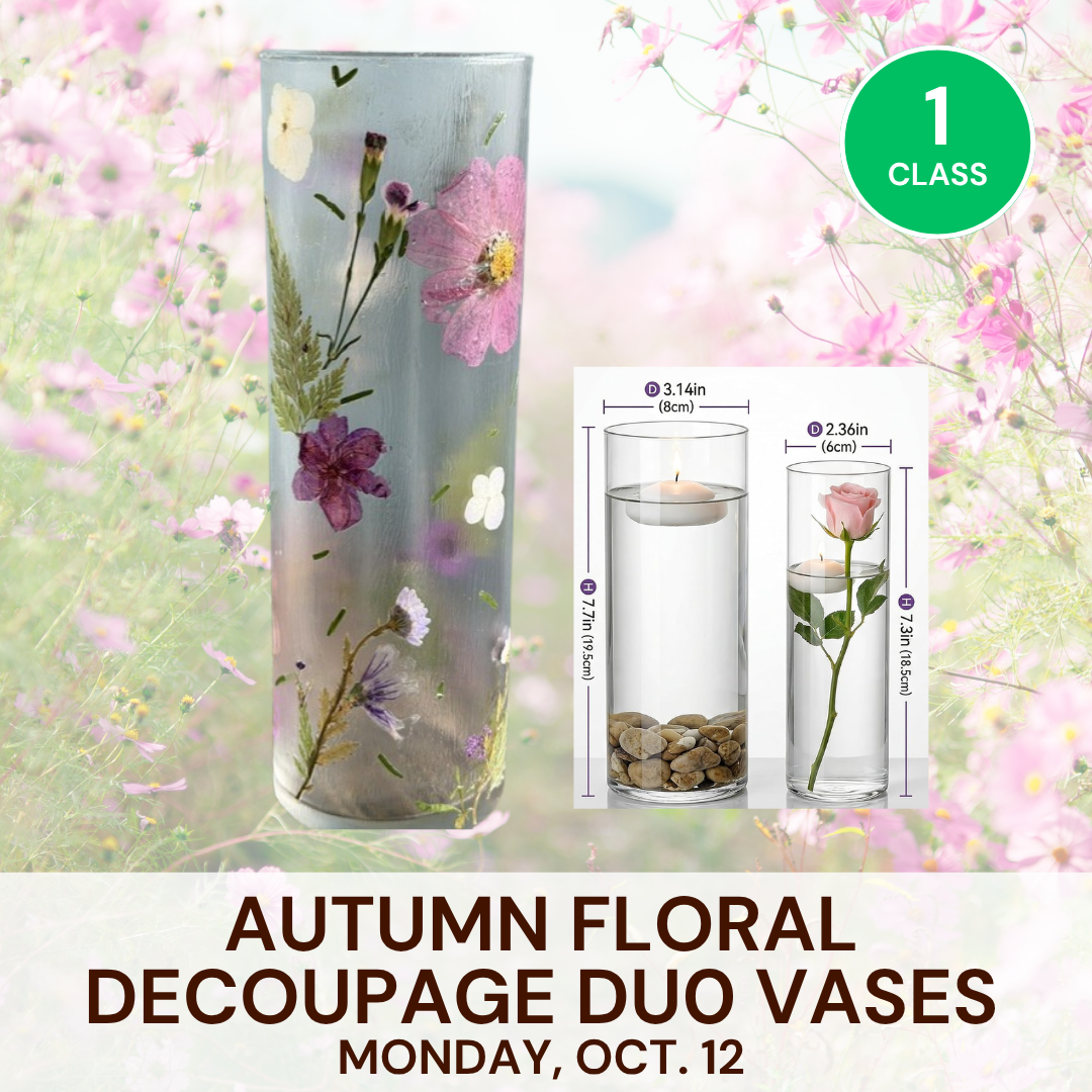Autumn Dried Floral Decoupage Duo Vases