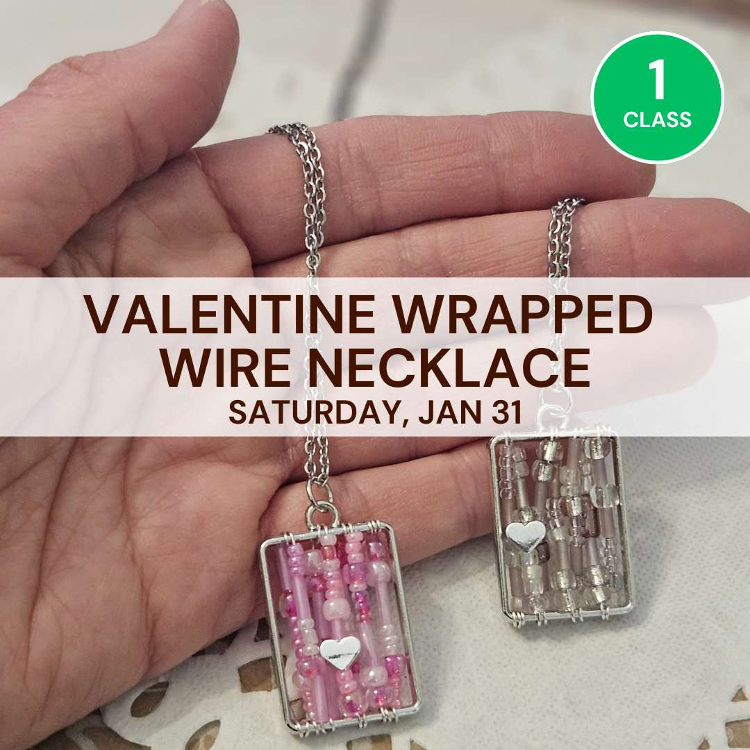 Jan. Valentines Wrapped Wire Necklace