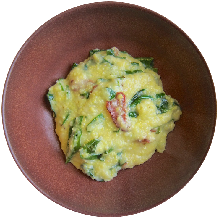Creamy Polenta with Bacon and Collard Greens