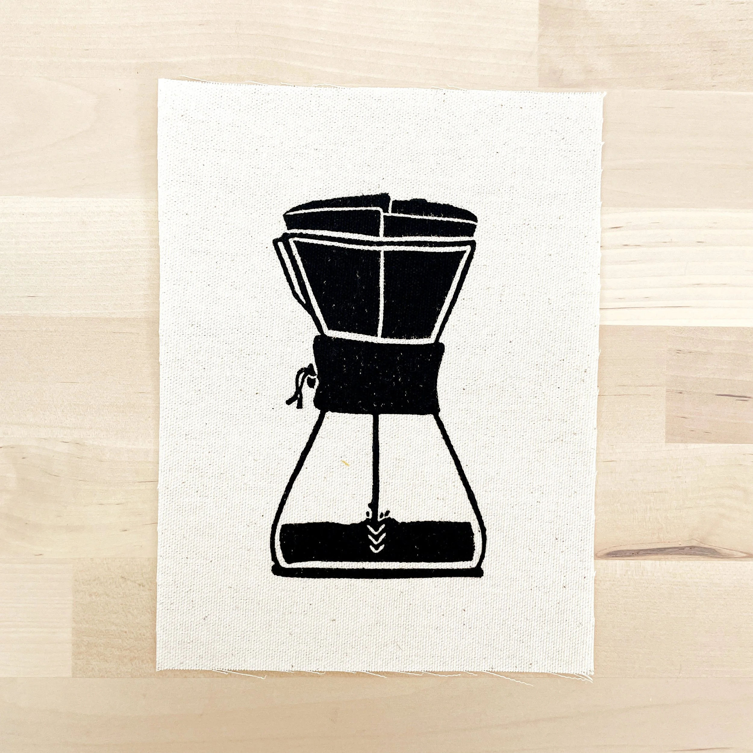 Block Printed Chemex Pour Over Duck Canvas Patch