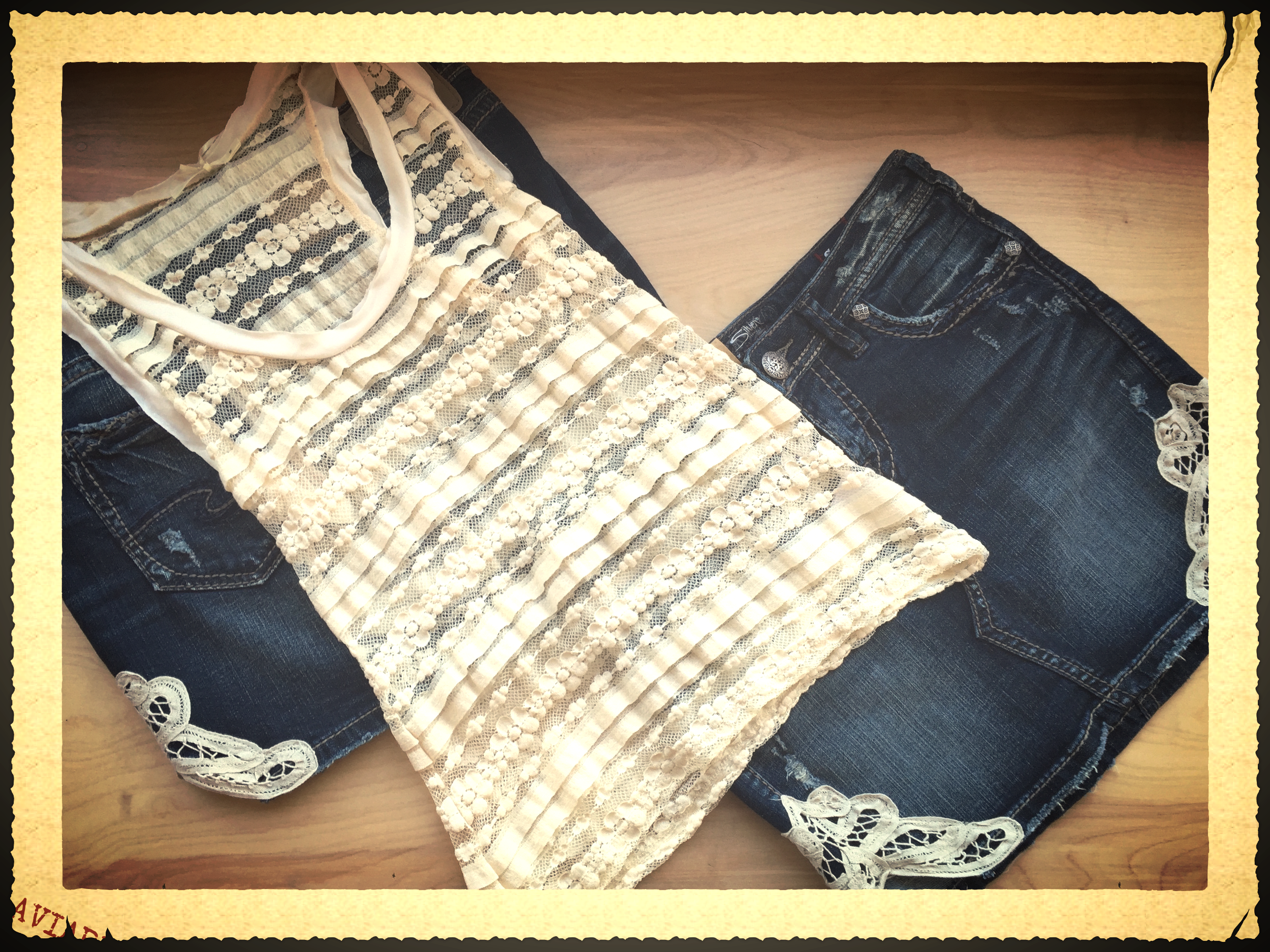 Francy Mini Skirt by Silver Jeans; Stretch Lace Tank from Hazel