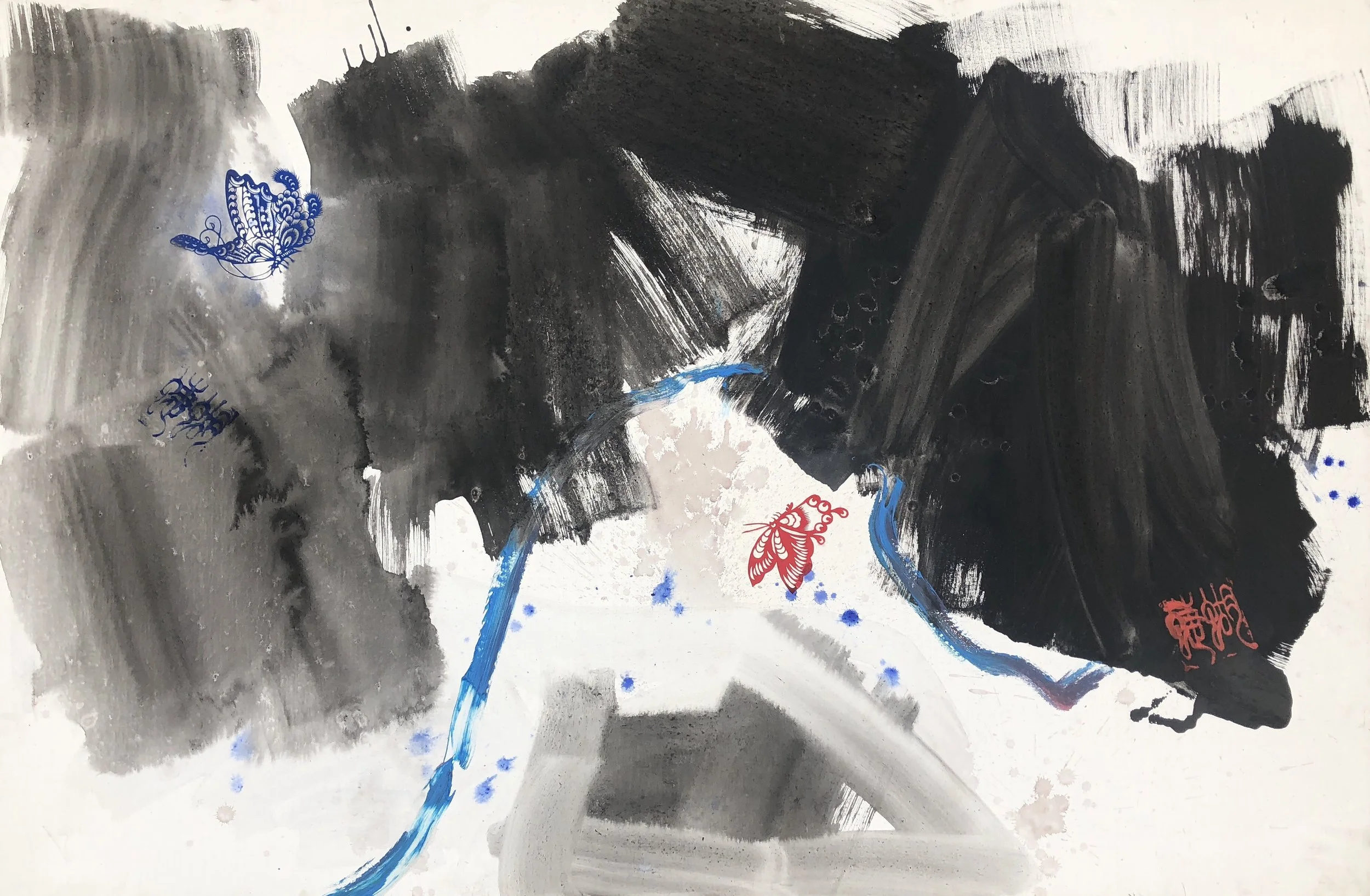 Canyon, Mixed Media on Canvas, 47”x71”, 2018