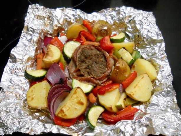 A peak at a well prepped and cooked hobo pocket.