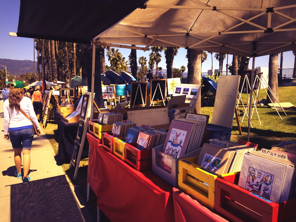 Miles of art work and colors scattered along the sidewalks of Santa Barbara.