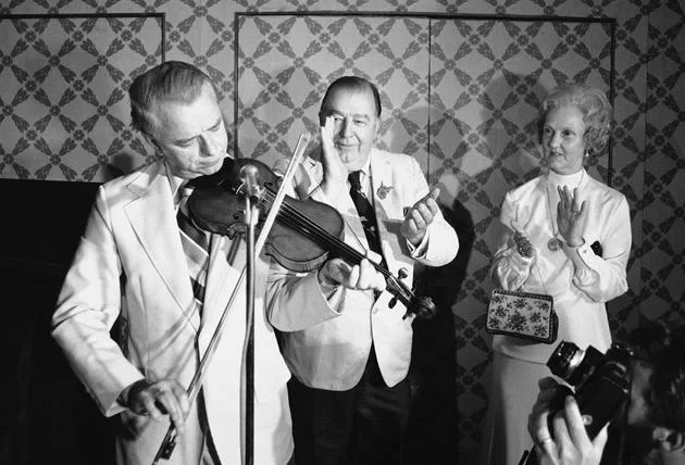 Robert C. Byrd playing the fiddle in 1976, US Senator from WV.