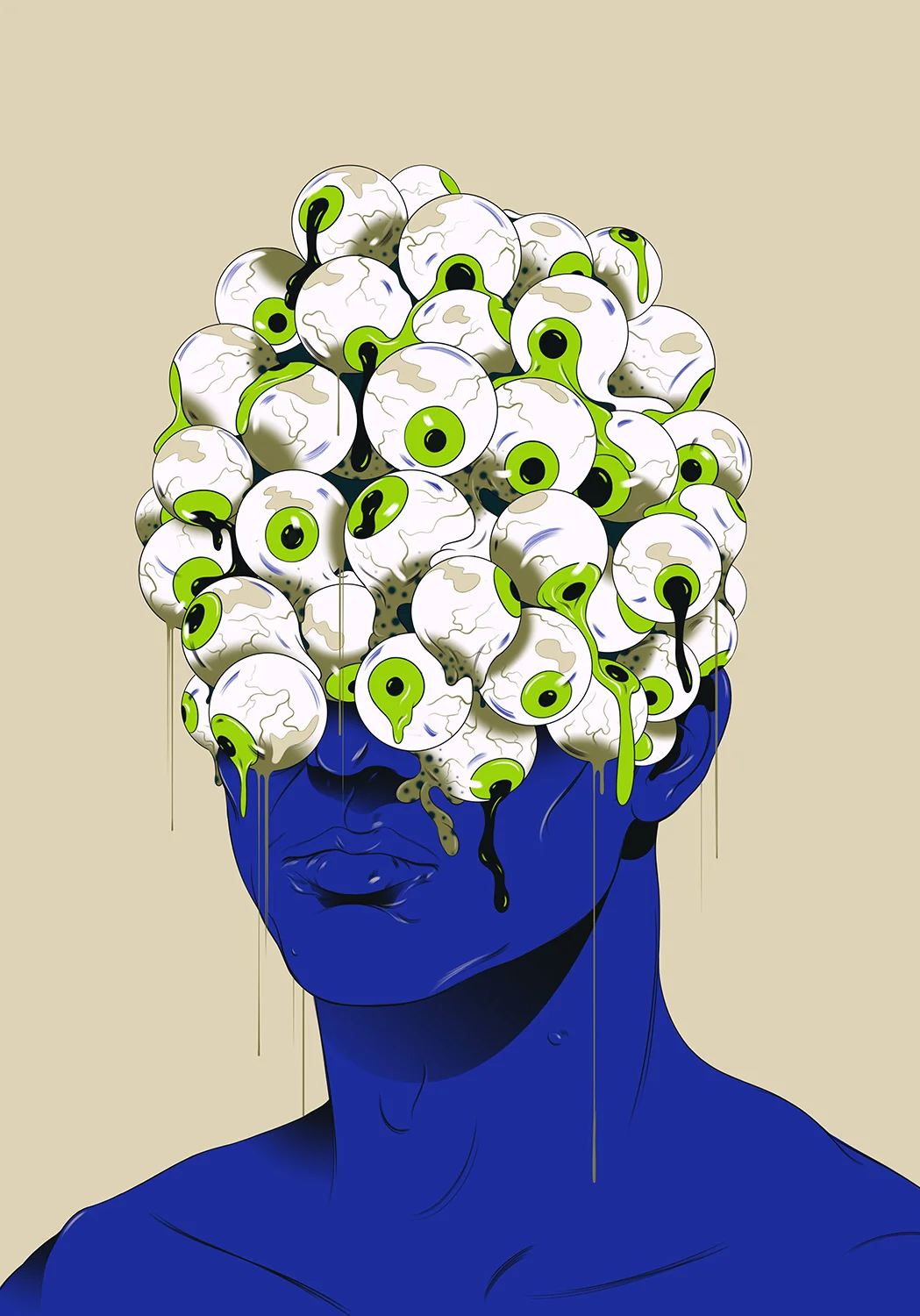 'The creature had many eyes, all over it, ultra-modern expensive looking clothing, and rose up eight feet high.'