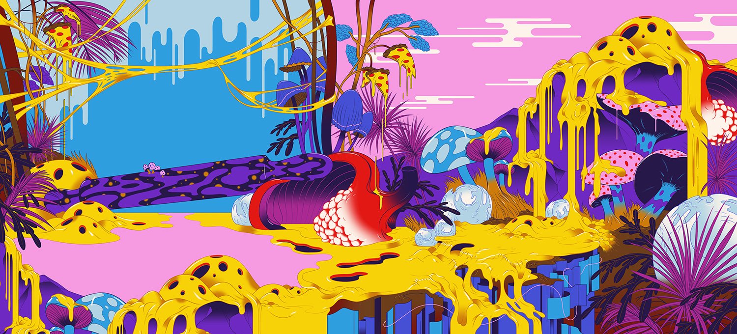 Mellow Mushroom Pizza Art and Type Design