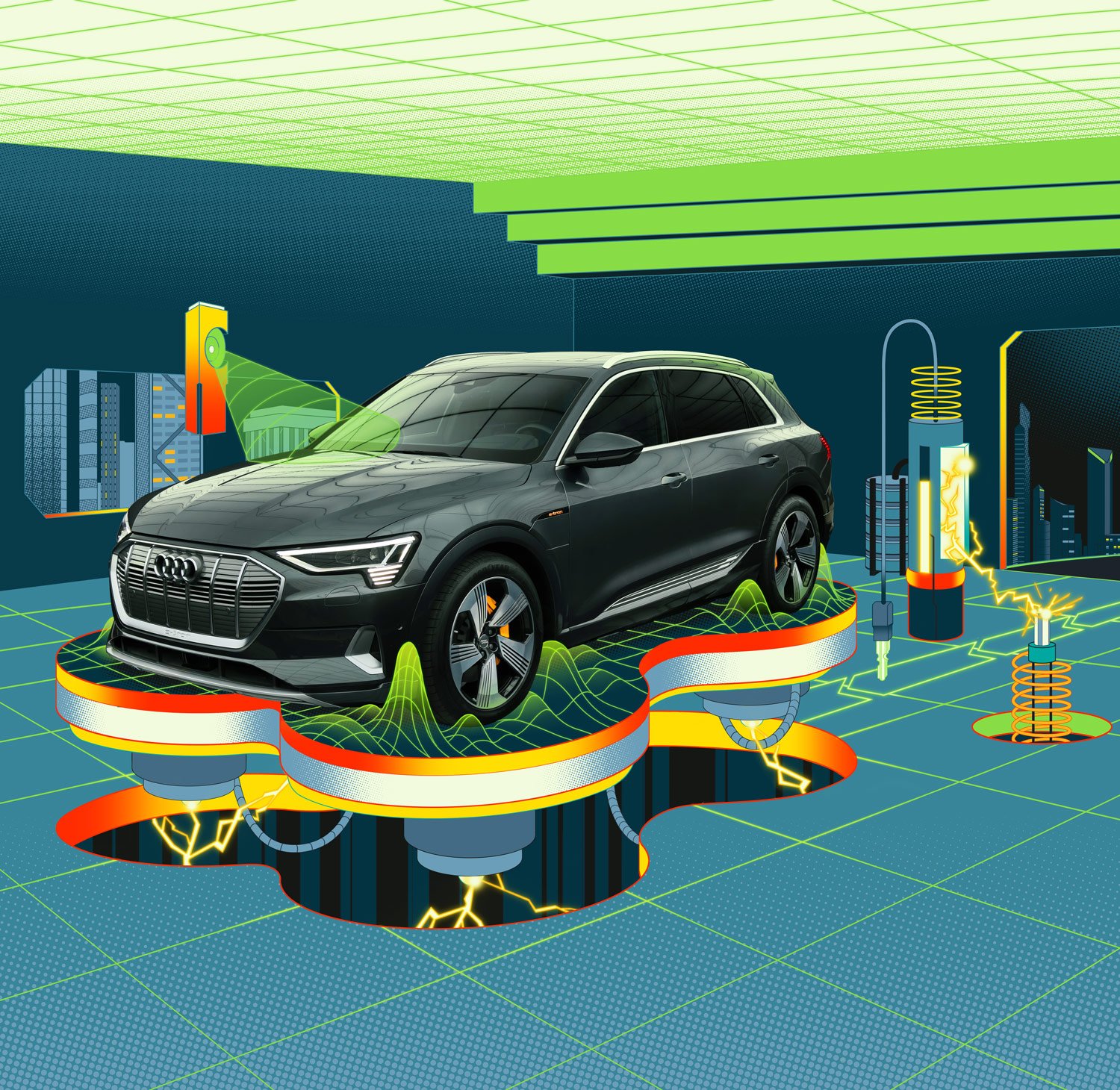 Audi e Tron Electric Car Artwork Comic Superhero