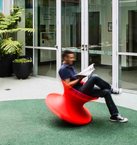 The wonderful Heatherwick Spun Chairs we worked into our design for the Uspace courtyard at St Vincents Hospital, Sydney. Uspace is a mental health clinic for young adults. The chairs are alot of fun, naturally encouraging a sense of joy, movements, openness and trust in both patients and staff!