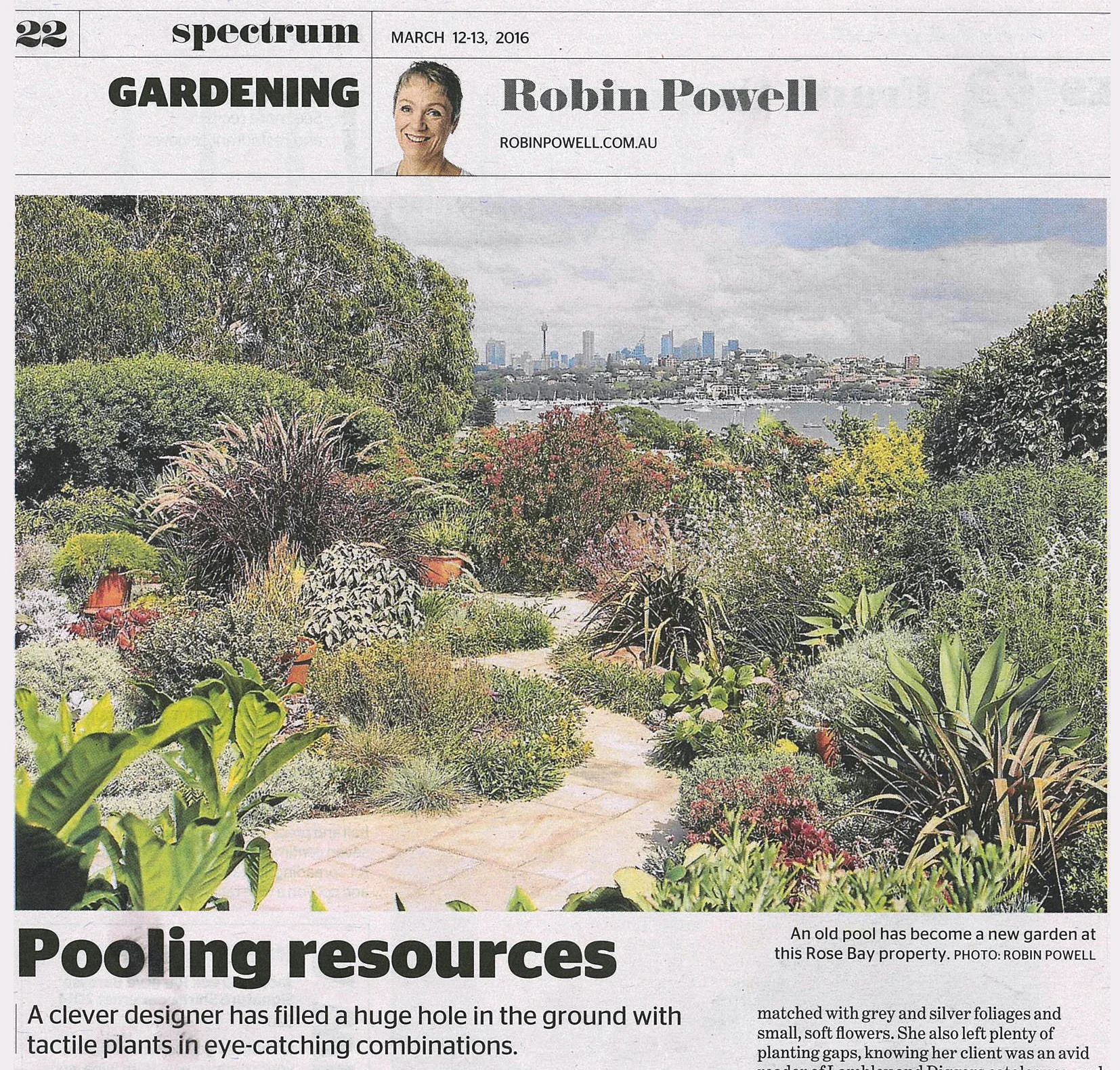 Rose Bay garden featured in Spectrum, The Sydney Morning Herald