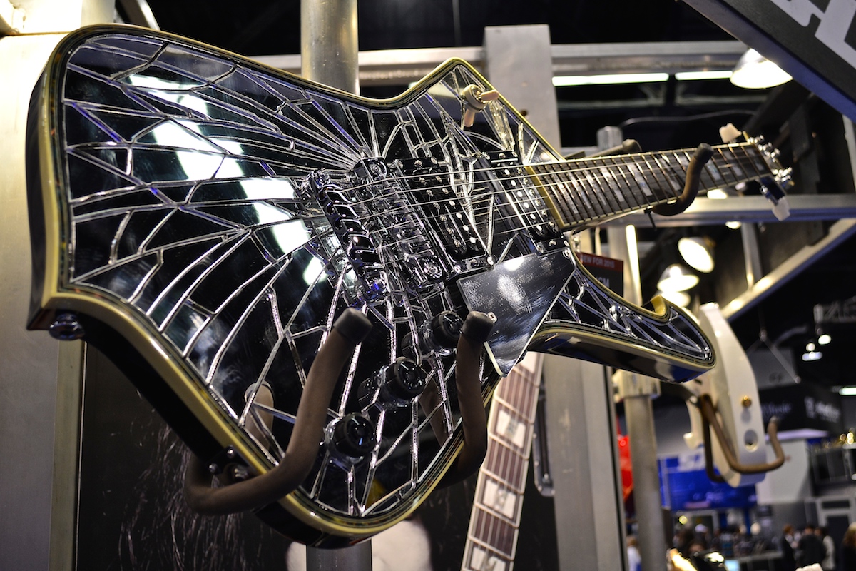 Broken guitar, anyone? Paul Stanley Custom Ibanez Guitar,  NAMM 2015. ©WoTR Radio