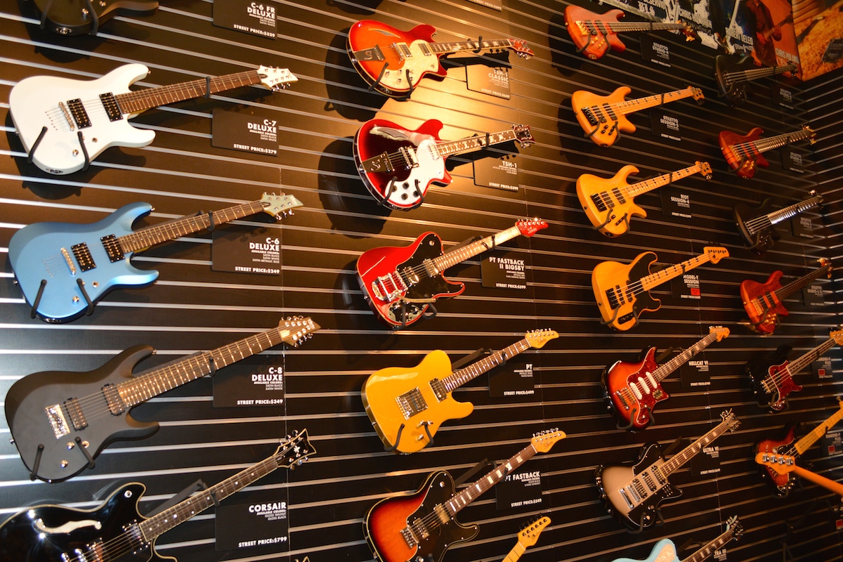 I love me some Schecter guitars. NAMM 2015. ©WoTR Radio