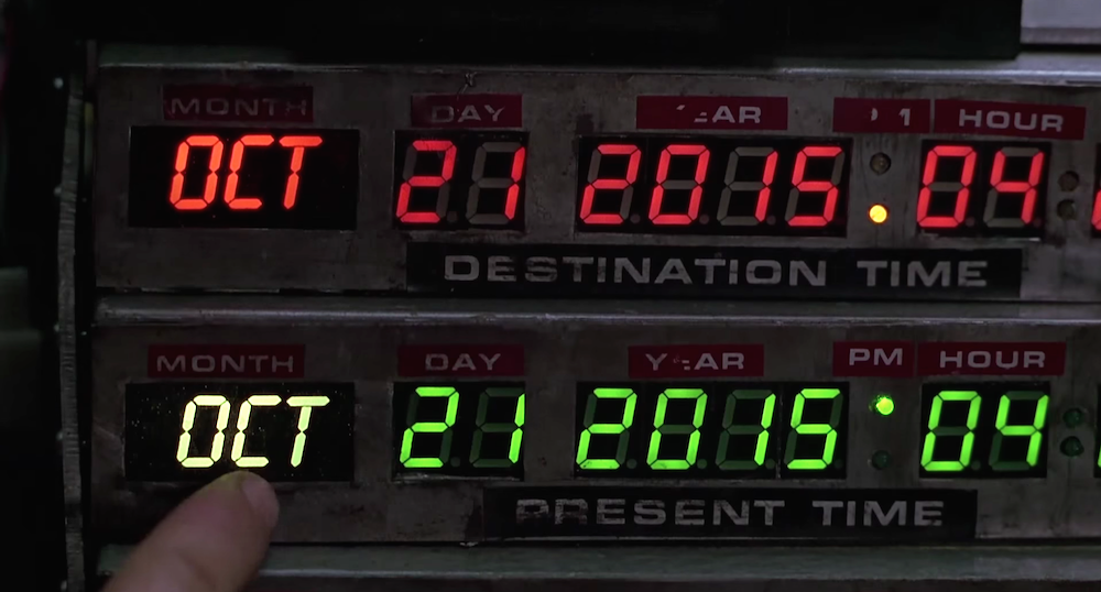 The iconic date from Back To The Future 2 ; after which the movie will officially be a movie about the past . Think about it.