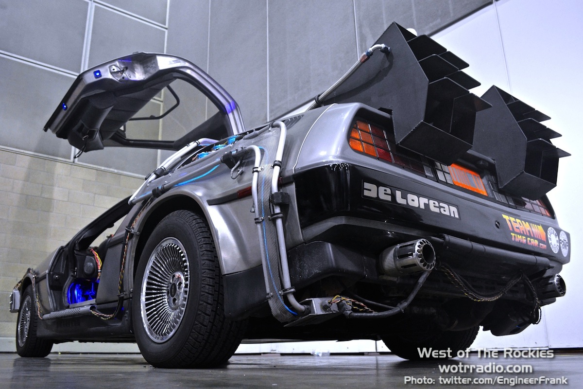 The famed De Lorean, fully equipped BTTF-style .