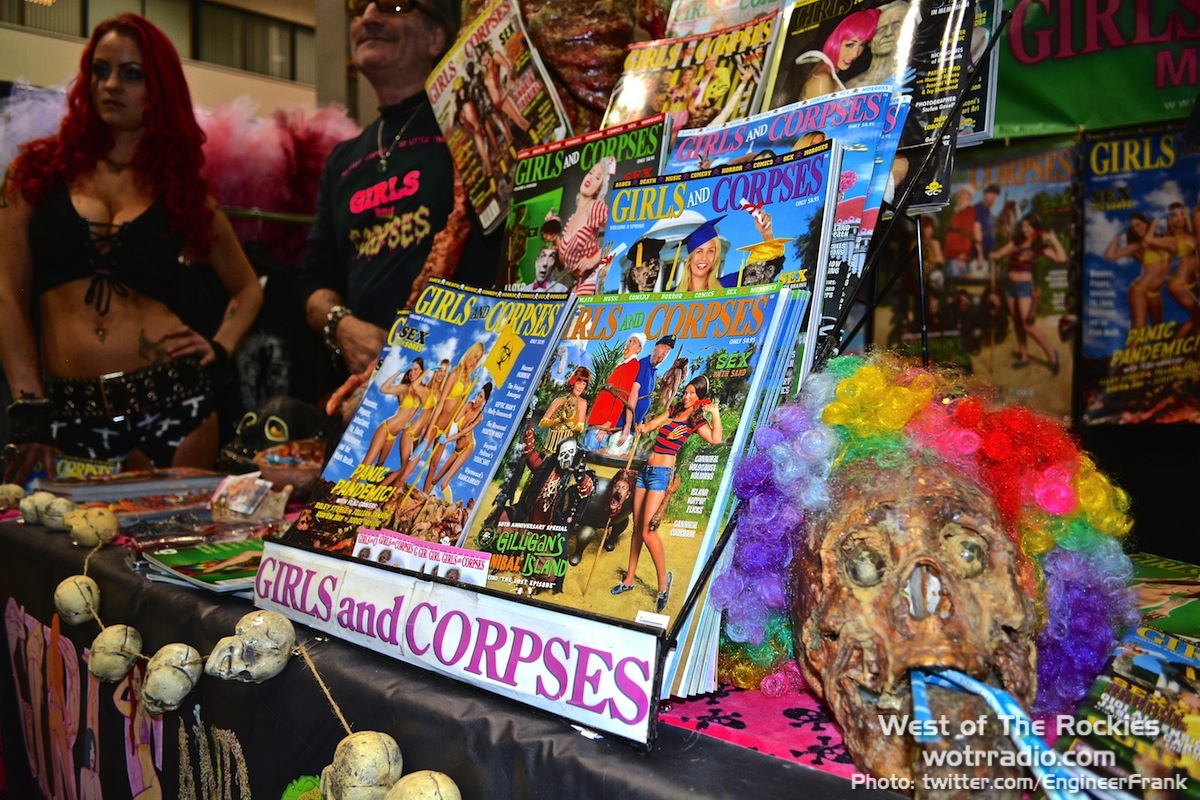 R.S. "Corpsy" Rhine and model Sara Hedgren at the Girls and Corpses booth.