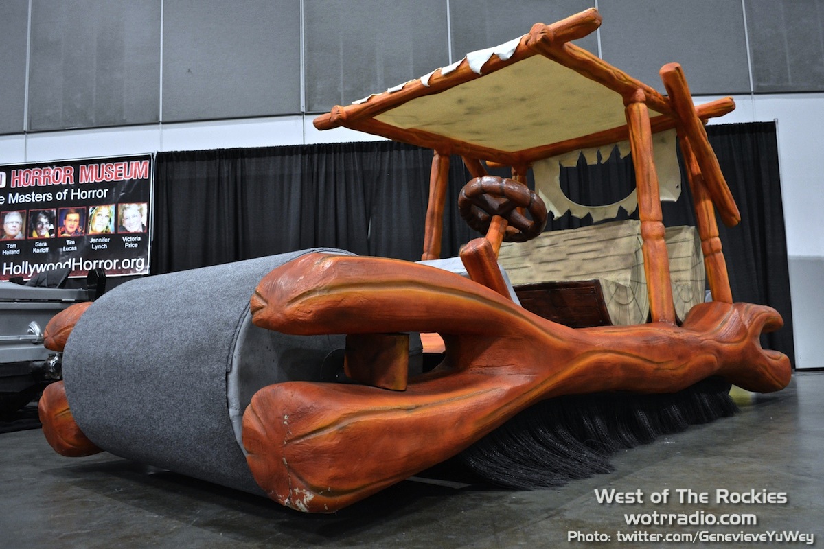 The Flintstones car at the Hollywood Sci-Fi/Horror Museum booth.