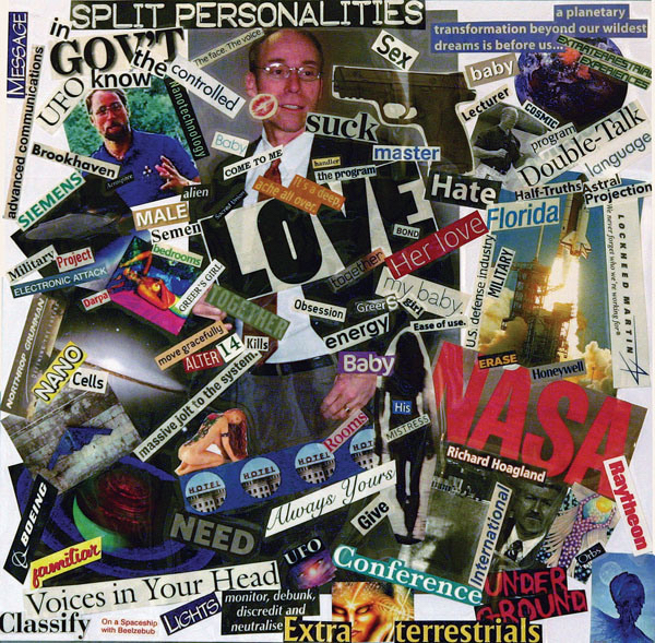 One of several intense and disturbing collages featured in Elisa E.'s books, as well as on her website, Our Life Beyond MKULTRA . Used with permission.