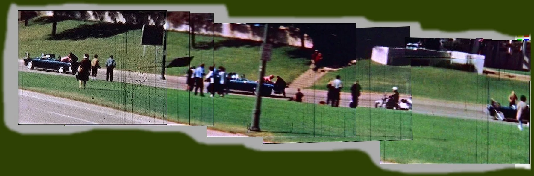An interesting panorama of the JFK assassination, constructed by M.K. Davis from the Orville Nix film. Courtesy of M.K. Davis. Source: tinyurl.com/hpwl769