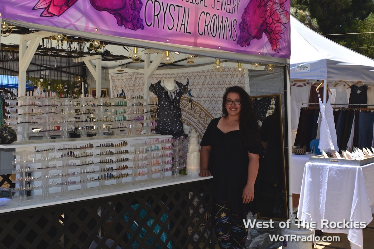 The Starlight Stones booth with a wide array of crystal crowns and pendants.