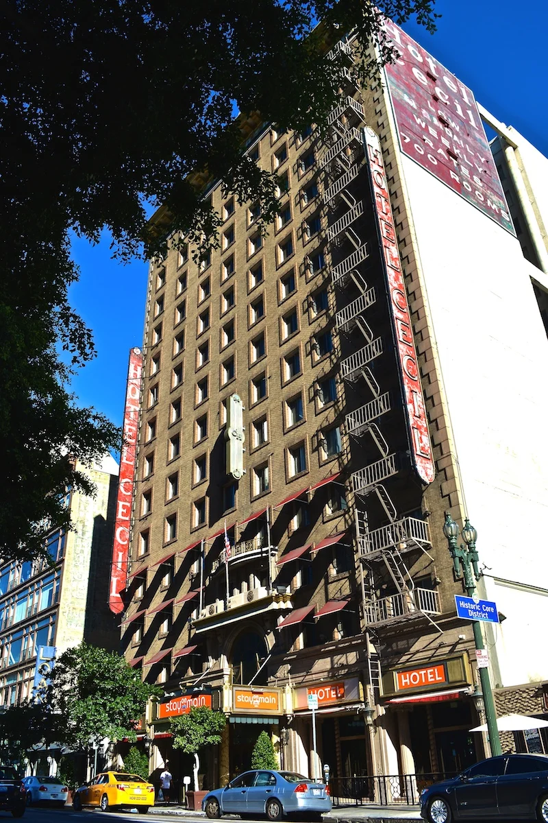 The Cecil Hotel (re-branded "Stay On Main" in 2011) was constructed in 1924 and is located in the downtown area of Los Angeles, California.