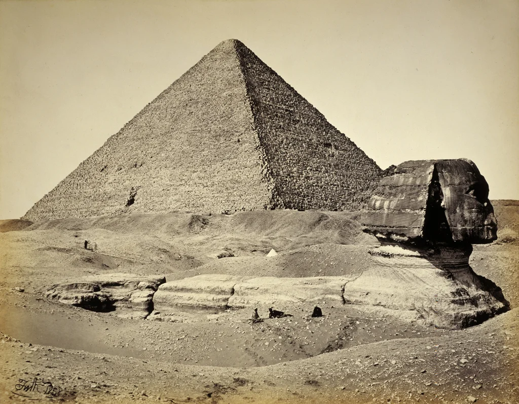 The Great Pyramid and the Great Sphinx in 1858.