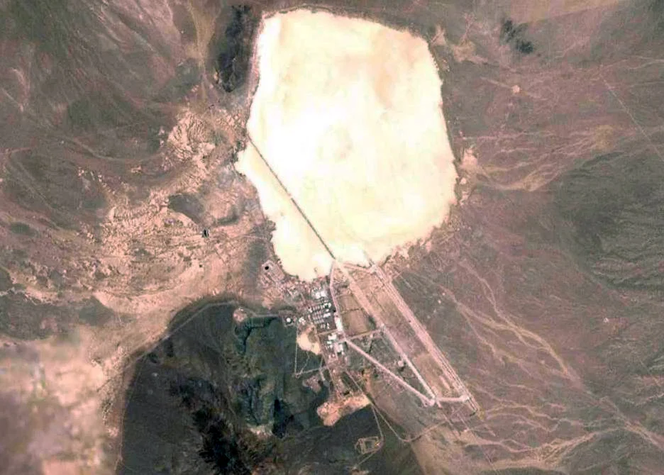 Areal view of Area 51 located in Lincoln County, Nevada.