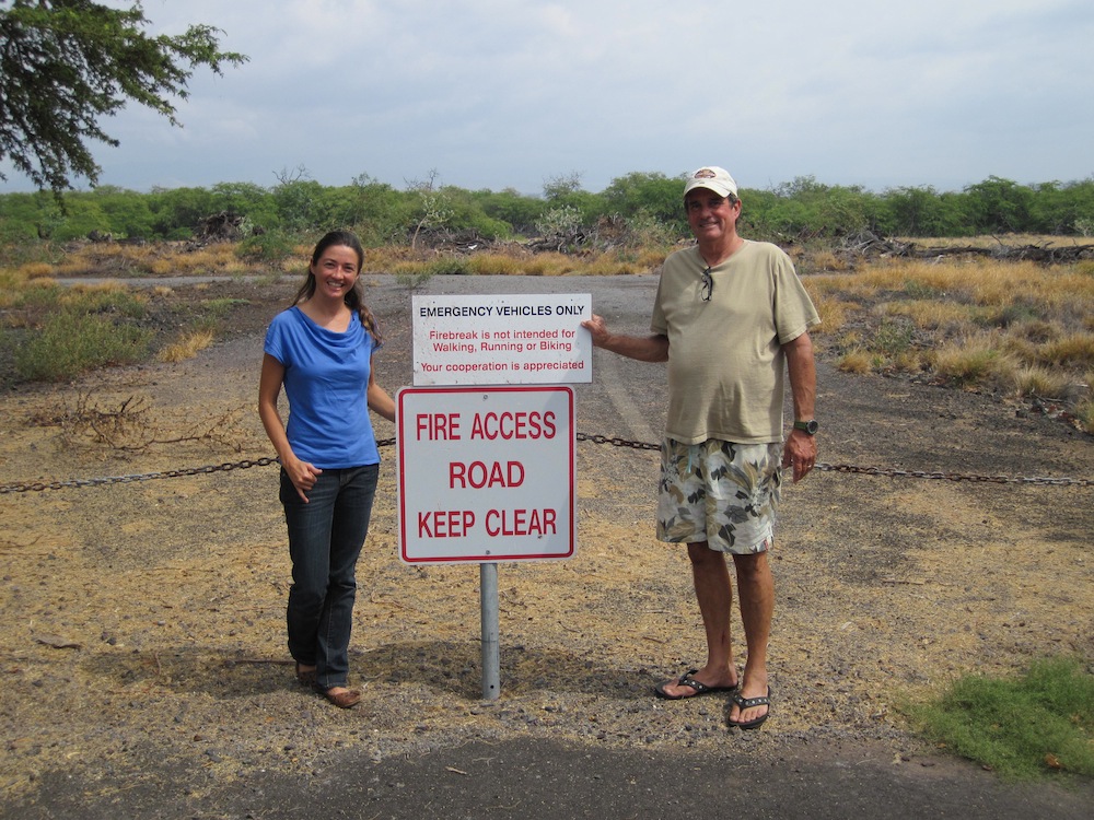 Peter Hackstedde (right), Puako Community Association President and HWMO Board of Director, was instrumental in getting the fuelbreak started and maintained. Access to firefighters has dramatically improved and we've have received numerous accolades and "mahalos" from various fire agencies, as a result.