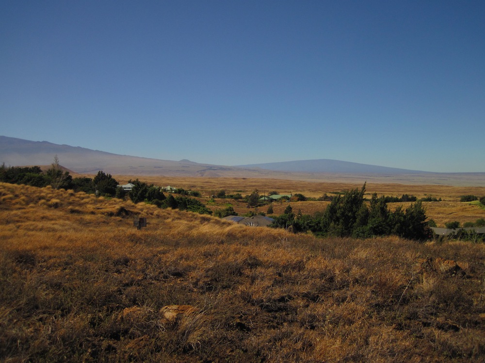 Kanehoa is nestled amongst a sea of flammable grasses, but has one of the most incredible views of Mauna Kea, Mauna Loa, Hualalai, and Kohala Mountain.
