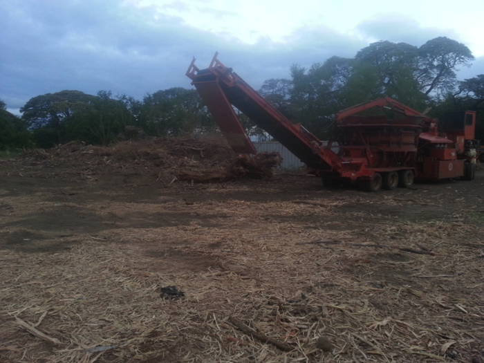 A tub grinder that helped turn fuel into mulch.