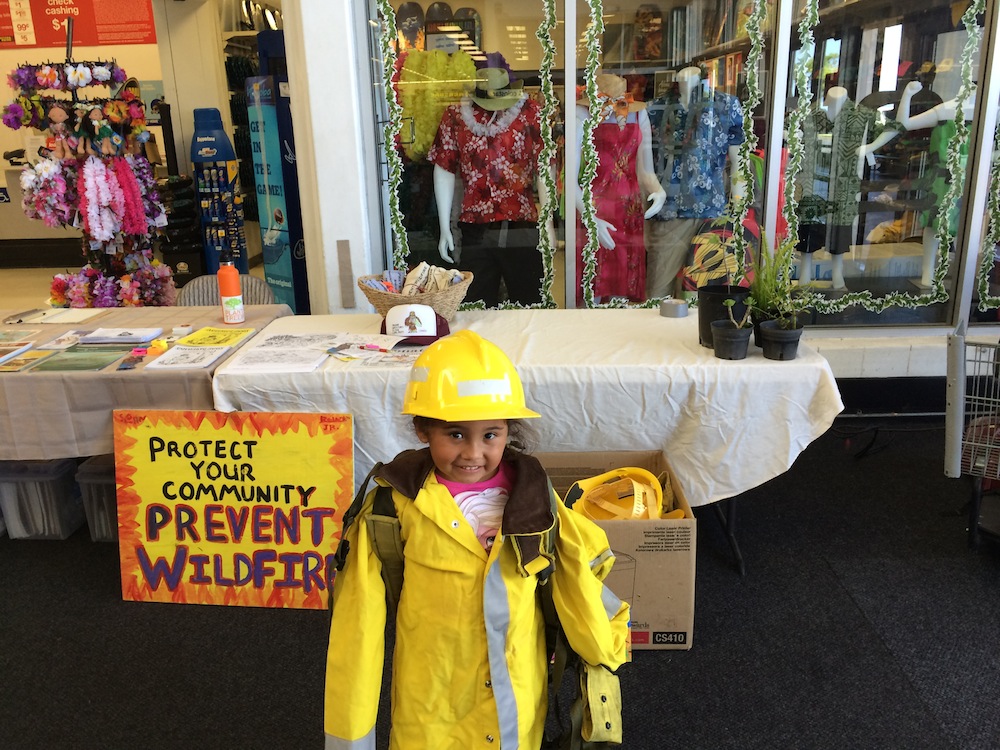 Future firefighter all bundled up.