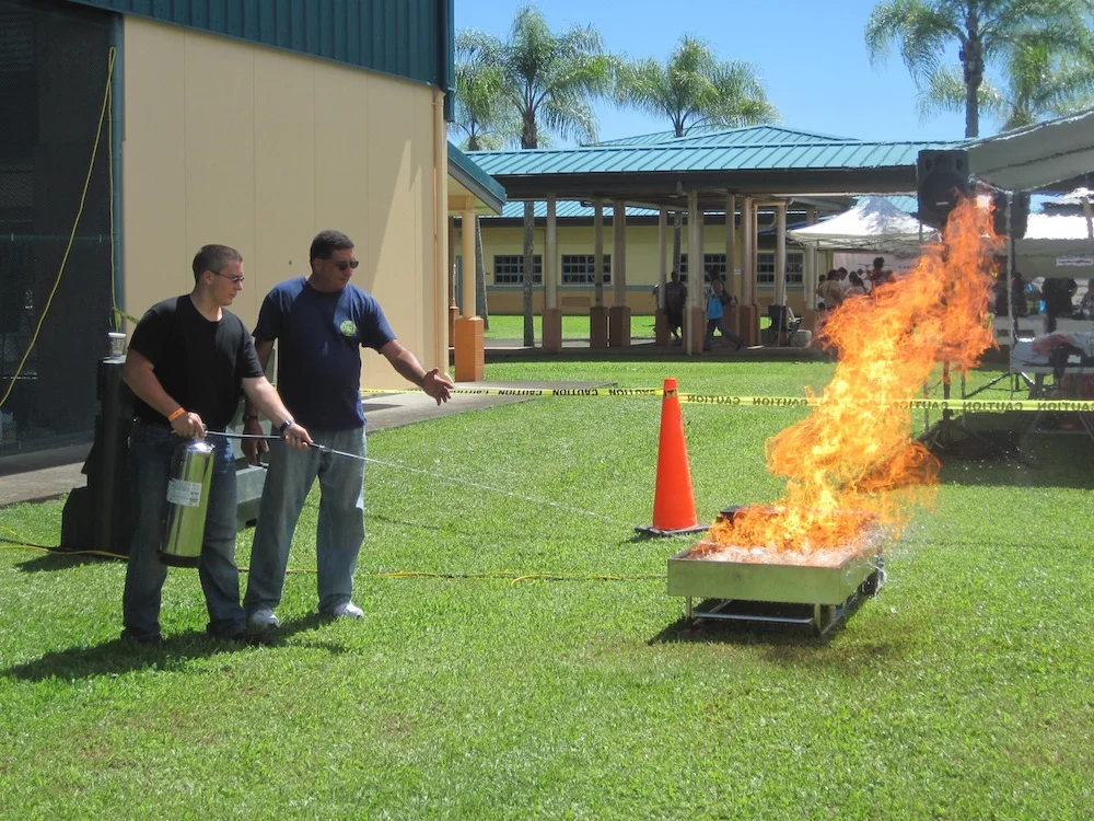 Fire extinguisher workshop at PREP Fair on August 30, 2014