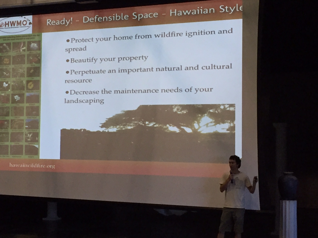 Pablo Beimler gives background on Firewise native plants to Seabury Hall students.