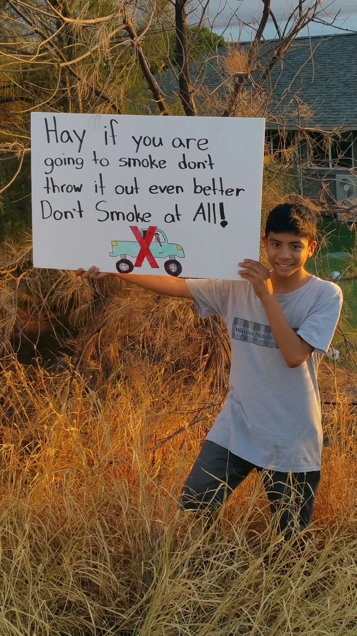 " Waimea Middle School student Kyren Martins was selected as one of 10 national recipients of the $500 'TakeAction' community service funding award."