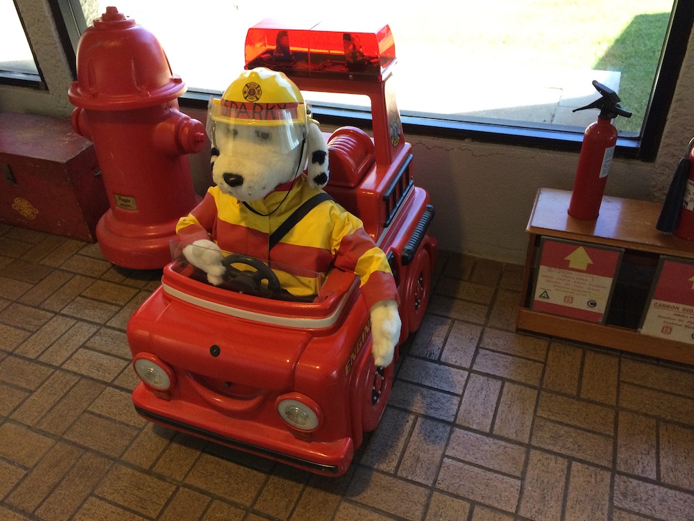 Hot dog, Sparky, rearing up for a busy wildfire period.